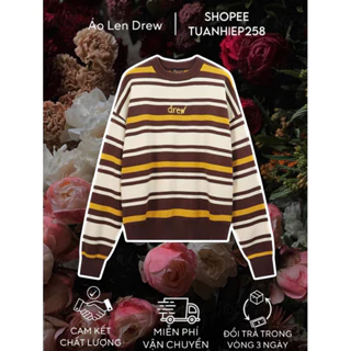 ⚡️[Hight Quality] - Sweater Drew - Áo Len Drew Kẻ Logo Thêu - Bản Cao Cấp Chuẩn Hàng Loại 1