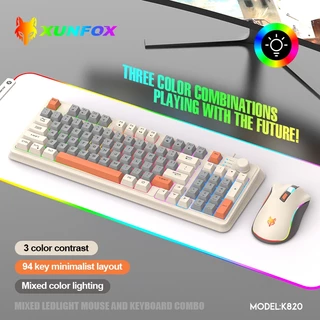 Bàn phím cơ chơi game có dây XUN FOX K82 - Đèn LED 3 màu, cảm giác cơ học, phụ kiện máy tính để bàn