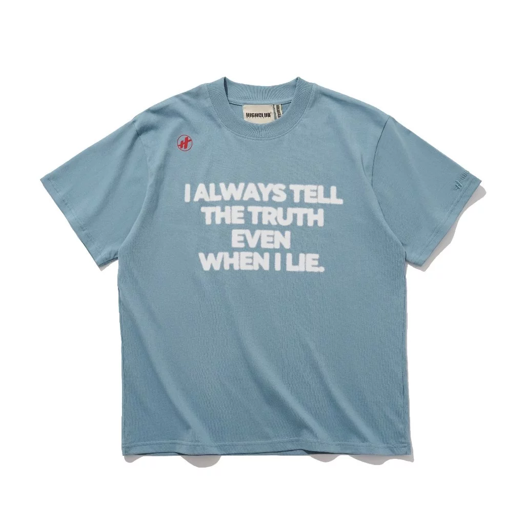 Áo thun THE TRUTH form Boxy tay lỡ HIGH CLUB - Màu powder blue/ cream