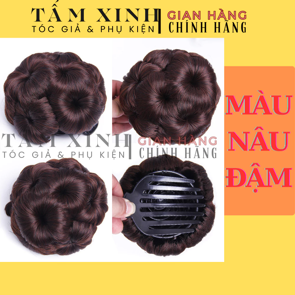 Búi tóc giả trung niên đẹp thời trang cao cấp - BÚI HOA KHÔNG ĐÁ
