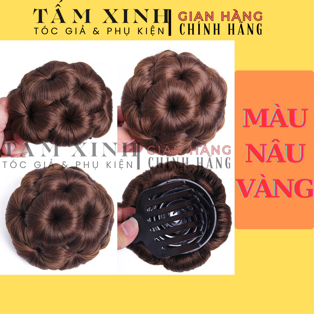 Búi tóc giả trung niên trang trí mẹ cô dâu đi chơi đi tiệc cưới - BÚI HOA KHÔNG ĐÁ