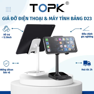 Giá đỡ điện thoại và máy tính bảng Topk D23 tiện lợi, màu sắc trang nhã, chắc chắn hỗ trợ thiết bị dưới 12.9 inch