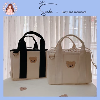 Túi xách bỉm sữa/túi đựng bình sữa gấu phong cách Hàn Quốc cho mẹ và bé