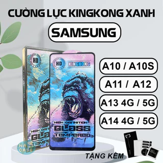 Kính cường lực Samsung A10, A10s, A11, A12, A13, A14 4G 5G New Kingkong xanh, miếng dán full màn