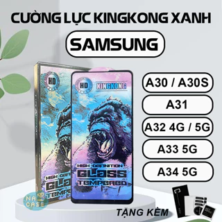 Kính cường lực Samsung A30, A30s, A31, A32, A33, A34 4G 5G New Kingkong xanh, miếng dán full màn