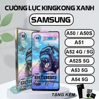 Kính cường lực Samsung A50, A50s, A51, A52, A52s, A53, A54 4G 5G New Kingkong xanh, miếng dán full màn