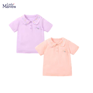 Áo thun cổ sen thêu hoa Little Maven cho bé gái  -TILANI Official Store