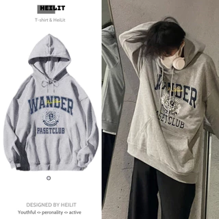 Áo Hoodie Nam In Họa Tiết Chữ WanDer HeiLit Chất Nỉ Bông Dày Dặn Form Mũ Rộng