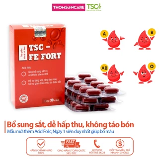 Bổ máu Fe Fort TSC mẫu mới - bổ sung Sắt, Acid Folic từ cao khô củ gai cho người thiếu máu, bà bầu - Hộp 30 viên