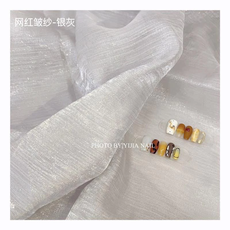 Vải voan tơ xước chụp ảnh mẫu móng sợi cacbon màu trắng