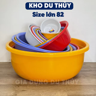 Thau nhựa tròn size lớn 82 chất liệu nhựa dày dặn bền chắc dùng làm thau trộn thức ăn, thau rửa chén quán ăn