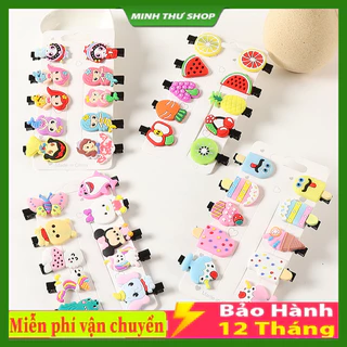 Set kẹp tóc phủ lông 10 chi tiết nhiều hình dễ thương cho bé gái