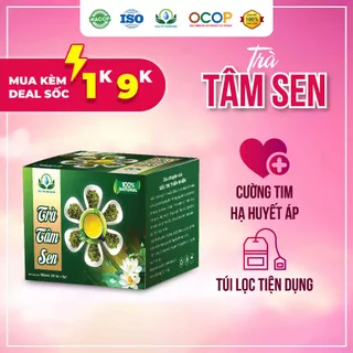 Trà tâm sen túi lọc Mộc sắc hỗ trợ mất ngủ hộp 30 túi lọc 3gram, Tim sen Siêu thị thiên nhiên