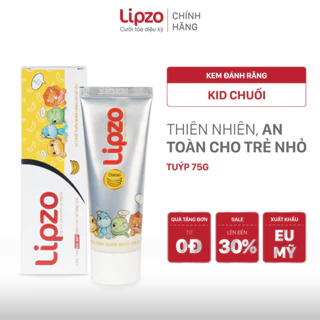 Kem Đánh Răng Trẻ Em Lipzo Vị ChuốI Bảo Vệ Răng Sữa 75g Hữu Cơ Ngọt Thơm An Toàn Nuốt Được Dành Cho Trẻ Em Từ 3-10 Tuổi