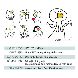 Decal chống nước hình vịt cute dán bồn cầu trang trí nhà tắm xinh xắn