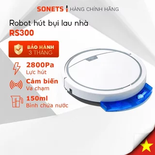 Robot Hút Bụi Lau Nhà Đa Năng RS300, Robot Hút Bụi Sonets Quét Hút Và Lau Cảm Biến Chống Rơi, Robot Điều Khiển Từ Xa