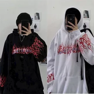 Áo Khoác Hoodie nữ in HÌNH LỬA form rộng chất nỉ dày dặn chống nắng tốt -Shopmap