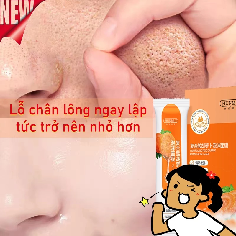 Mặt nạ sủi bọt Loại bỏ mụn đầu đen mặt nạ đất sét mặt nạ làm sạch 4g*12pcs làm sạch lỗ chân lông Làm sáng màu