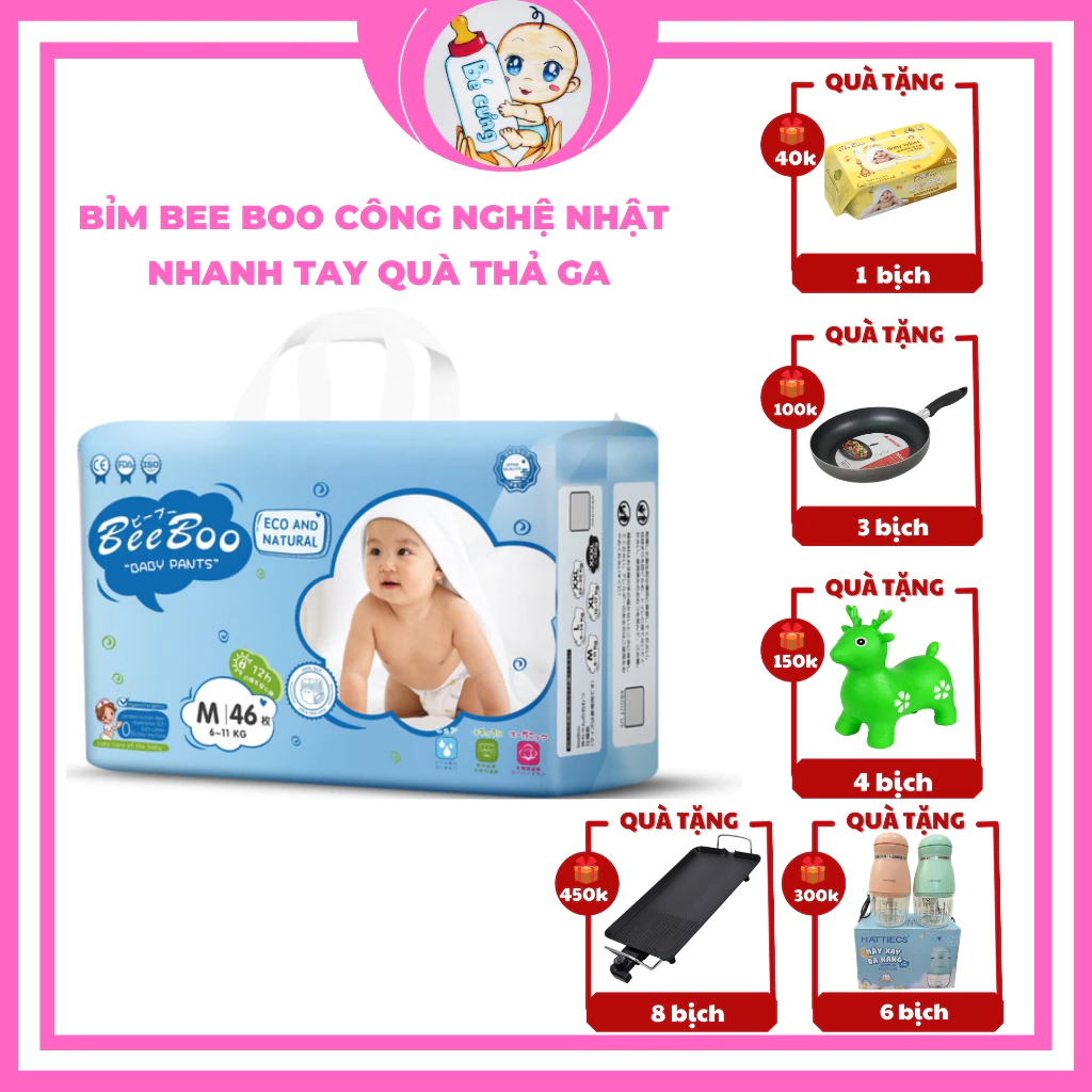 bỉm tả nhật, tả bỉm beeboo dán/quần nội địa nhật cộng miếng cao cấp XS40/S56/M50/M46/L42/XL40/XXL38