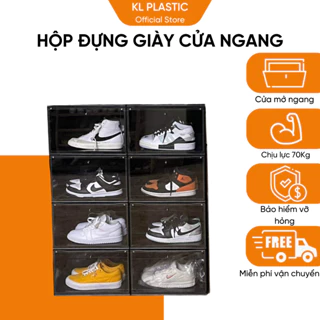 Combo 8 hộp đựng giày nhựa cứng vừa size 47, tủ đựng giày chịu nặng 100kg nắp mở. Hộp đựng giày cửa ngang