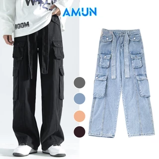 Quần jean kaki ống rộng xuông dài nam nữ suông 8 túi hộp đai to Avocado Hiphop, Quần dài nam cargo pants