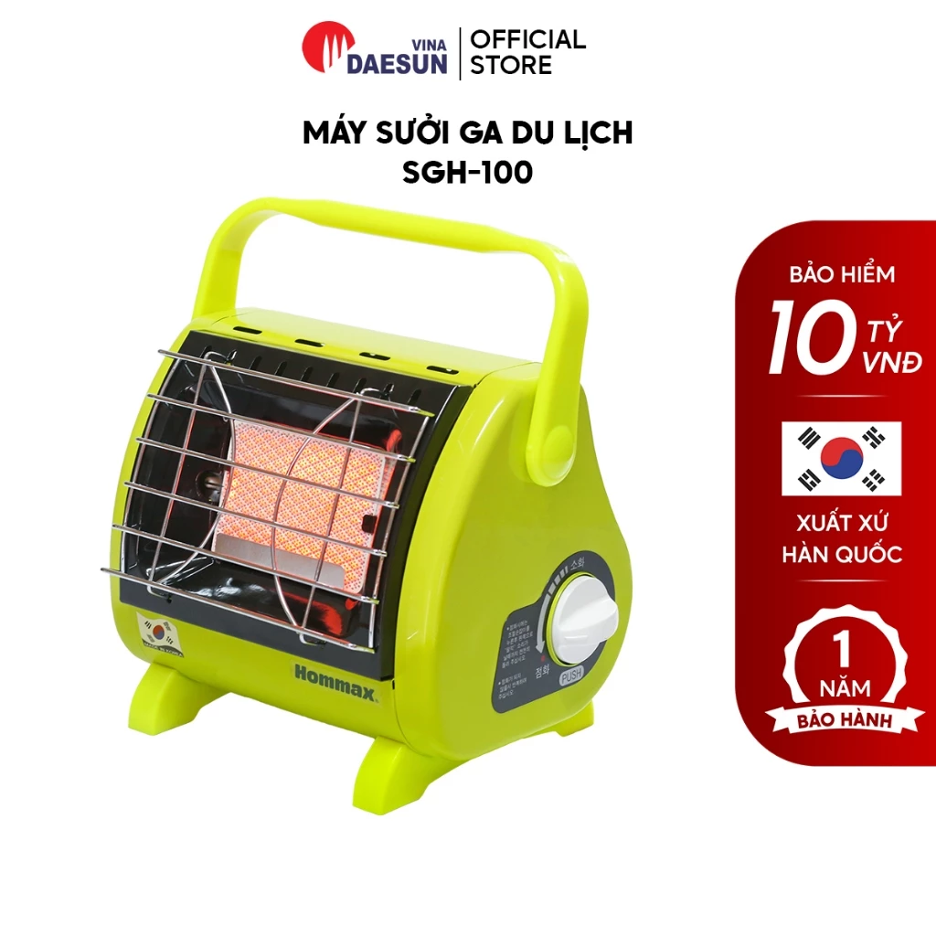 Máy Sưởi Ga Du Lịch Hàn Quốc SGH - 100 | Sưởi Ấm Suốt 12H | Đầu Đốt Sứ Hồng Ngoại | Kèm Phụ Kiện | Hommax