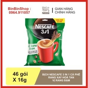 Cà phê rang xay hoà tan Nescafe 3in1 bịch 736g (46 gói*16g) màu xanh - Nestle