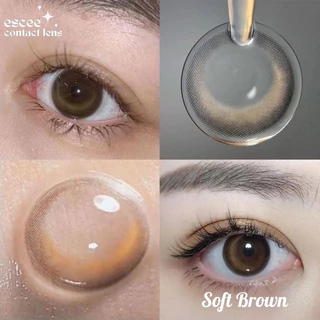 1 Cặp Lens kính áp tròng Soft Brown áp tròng 13.8mm Nâu tự nhiên có vân sáng Filter độ cận 0 - 7