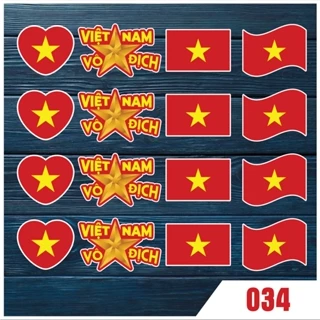 Bộ 16 sticker DÁN MẶT cổ vũ bóng đá Việt Nam vô địch, dán trang trí xe [Mã: 34]
