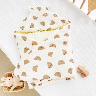 Chăn Ủ Xô Muslin Trần Bông Phối Hạt Đậu Vải Nhung Bi Mềm Mại Và Ấm Áp Cho Bé Sơ Sinh (The Best For Baby)