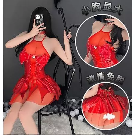 Hóa trang đêm Noel, Giáng Sinh cosplay THIÊN THẤN ÁC QUỶ DƠI VÁY phối DA, LƯỚI XUYÊN THẤU sexy gợi cảm