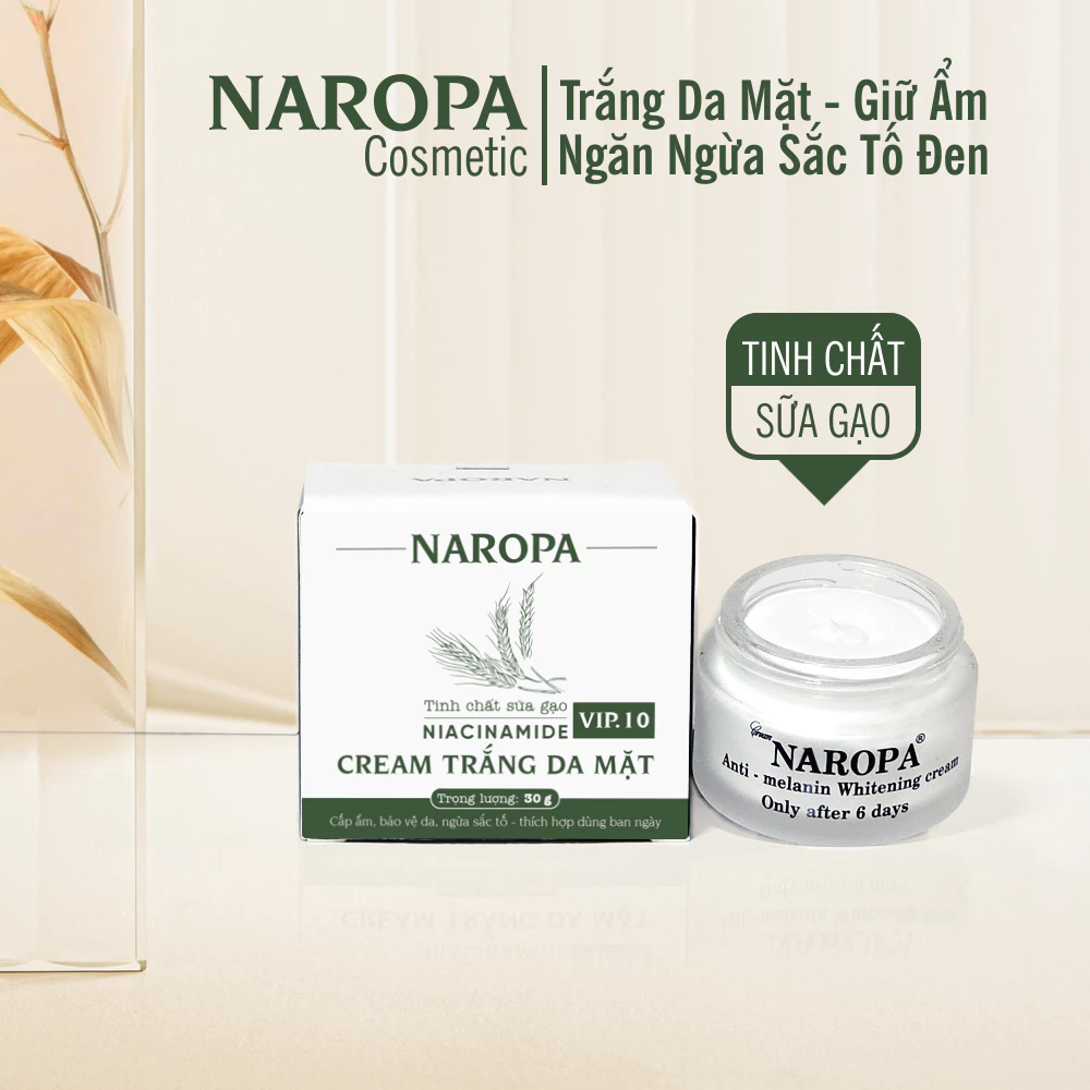 Kem Trắng Da Mặt NAROPA Whitening (30gam) chuyên dùng ban ngày, cấp ẩm, nâng tông da, chống bắt nắng nhẹ ngừa sắc tố đen