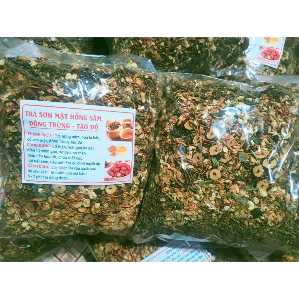 Trà Sơn Mật Hồng Sâm Đông Trùng-Táo Đỏ Túi 1kg