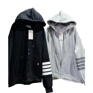 Hoodie Zip - Áo Khoác Nỉ Bông Thome Tay Thêu Vạch Sọc Tay Cực Nét Chất Liệu Nỉ Bông Dày Dặn Form Dáng Thời Trang Unisex