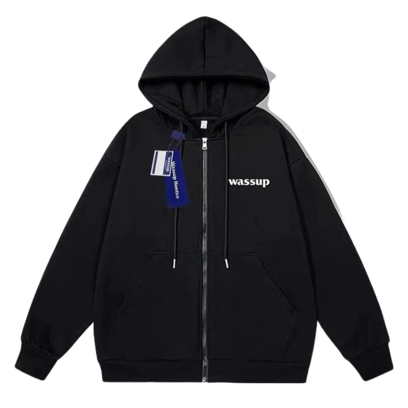 Áo hoodie zip WASSUP lót nhung dày dặn Áo hoodie zip nam nữ Bigsize đã kèm ảnh thật