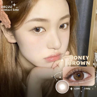 1 Cặp Lens kính áp tròng Honey Brown - nâu tự nhiên có vân sáng giãn tròng 14.2mm có độ cận 0 - 7 độ ( tặng khay gương )