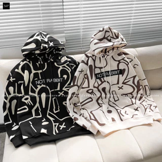 Áo Khoác Hoodie nỉ bông nam nữ NOT RABBIT In Hình Chữ Thêu Form Rộng Unisex Nam Nữ - Jaystoree2 🖤