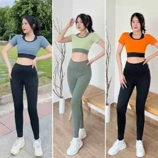 1 Hàng Mới 2023 Set thể thao tập gym yoga erobic nữ - bộ thể dục nữ áo dài tay dây lưng đan chéo bản to kết hợp quần dài