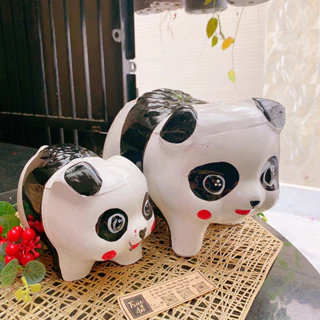 [XẢ KHO] Heo đất Gấu trúc - heo đất nung truyền thống vẽ hình Panda, nước sơn Bạch Tuyết, handmade 100%