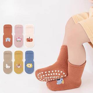 Set 5 Đôi Tất Trẻ Em Quả Bí Tất Cho Bé Cotton Chống Trơn Trượt Cho Bé Trai, Bé Gái Đi Cực Xinh Softie SS30