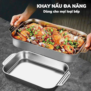 Khay Inox Đa Năng Dùng Được Mọi Loại Bếp, Om Cá, Nấu Lẩu,Chất Liệu Inox 304 An Toàn Sức Khoẻ, Đa Năng, Tiện Lợi