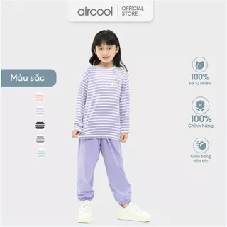 Bộ đồ mặc nhà dài tay cho Bé Gái Aircool chất liệu cotton mềm cho Bé từ 2 đến 14 tuổi