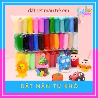 Đất sét tự khô Nhật 12 24 36 màu, đất nặn tự khô Pastel an toàn nặn hình cao cấp siêu nhẹ cho bé trang trí - Lana Queen