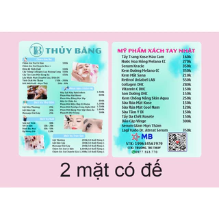 Mẫu Menu Cho Tiệm Spa - Thiết Kế Theo Yêu Cầu