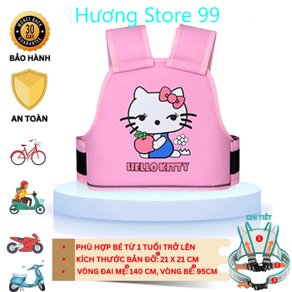 [đai xe máy] Đai đi xe máy an toàn cho bé (từ 1 đến 10 tuổi)  có phản quang, thoáng khí, chắc chắn - huongstore99