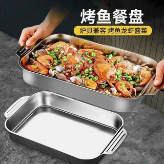 Khay inox mạ vàng dùng để đựng thức ăn, nướng bánh, trộn salad