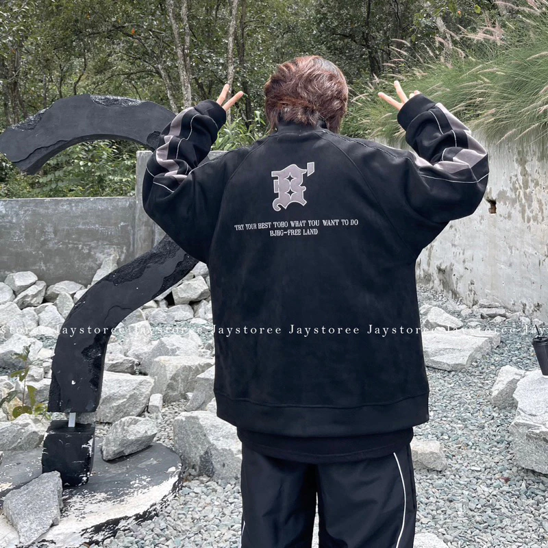 Áo Khoác Zip Da Lộn GONO JACKET màu RÊU/XÁM 🖤 Nam nữ unisex 🖤 Áo Jacket Form Rộng Phong Cách Ulzzang
