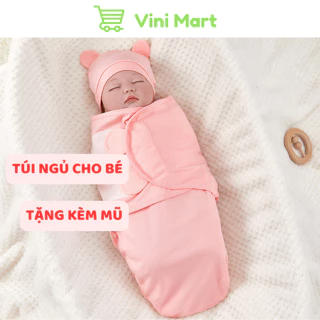 [TẶNG KÈM MŨ] Túi Ngủ Cho Bé, Chũn Ngủ Trẻ Sơ Sinh Cotton Thoáng Mát |Vini Mart