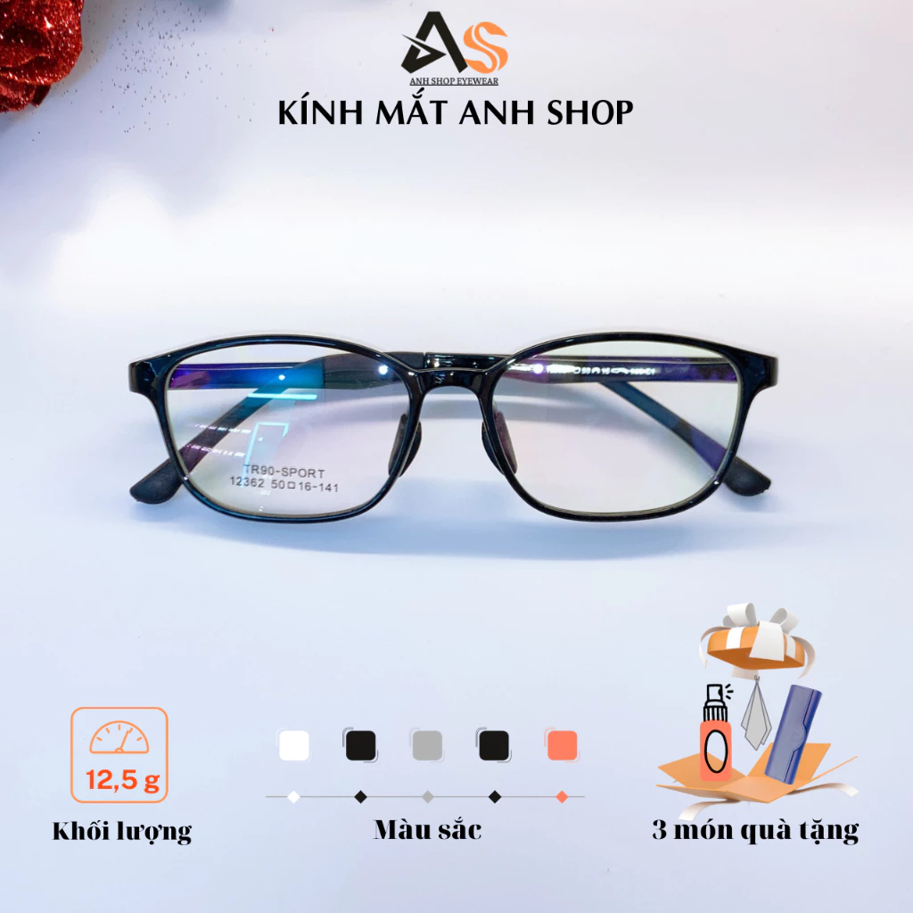 Gọng kính nhỏ cho bạn mặt nhỏ, mũi thấp hoặc trẻ em chất liệu nhựa dẻo mã 12362A nhận cắt cận viễn loạn.