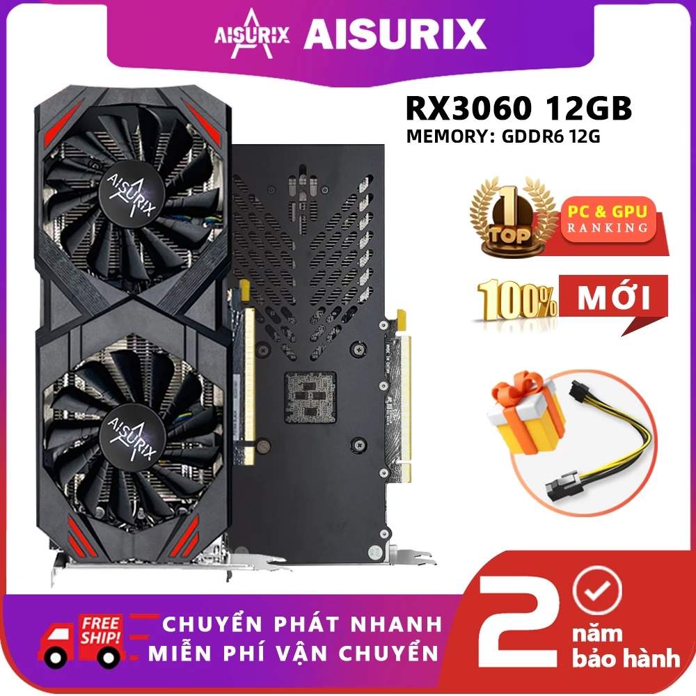 AISURIX 100% New VGA RTX3060 12G Card màn hình NVIDIA 8pin Gaming GPU